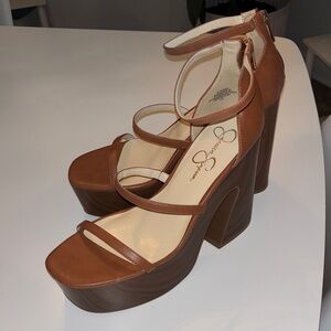 Jessica Simpson Tan Strappy Platform Heels